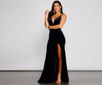 Evening Velvet Dress with a Split Detail