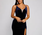 Evening Velvet Dress with a Split Detail