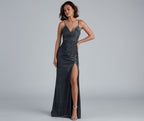 Quinn Formal High Slit Glitter Dress - Lady Occasions