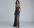 Glitter Evening Dress with a Split Detail