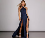 Rhonda Formal Plunging Halter Dress - Lady Occasions