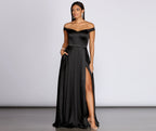 Evening Satin Dress with a Split Detail