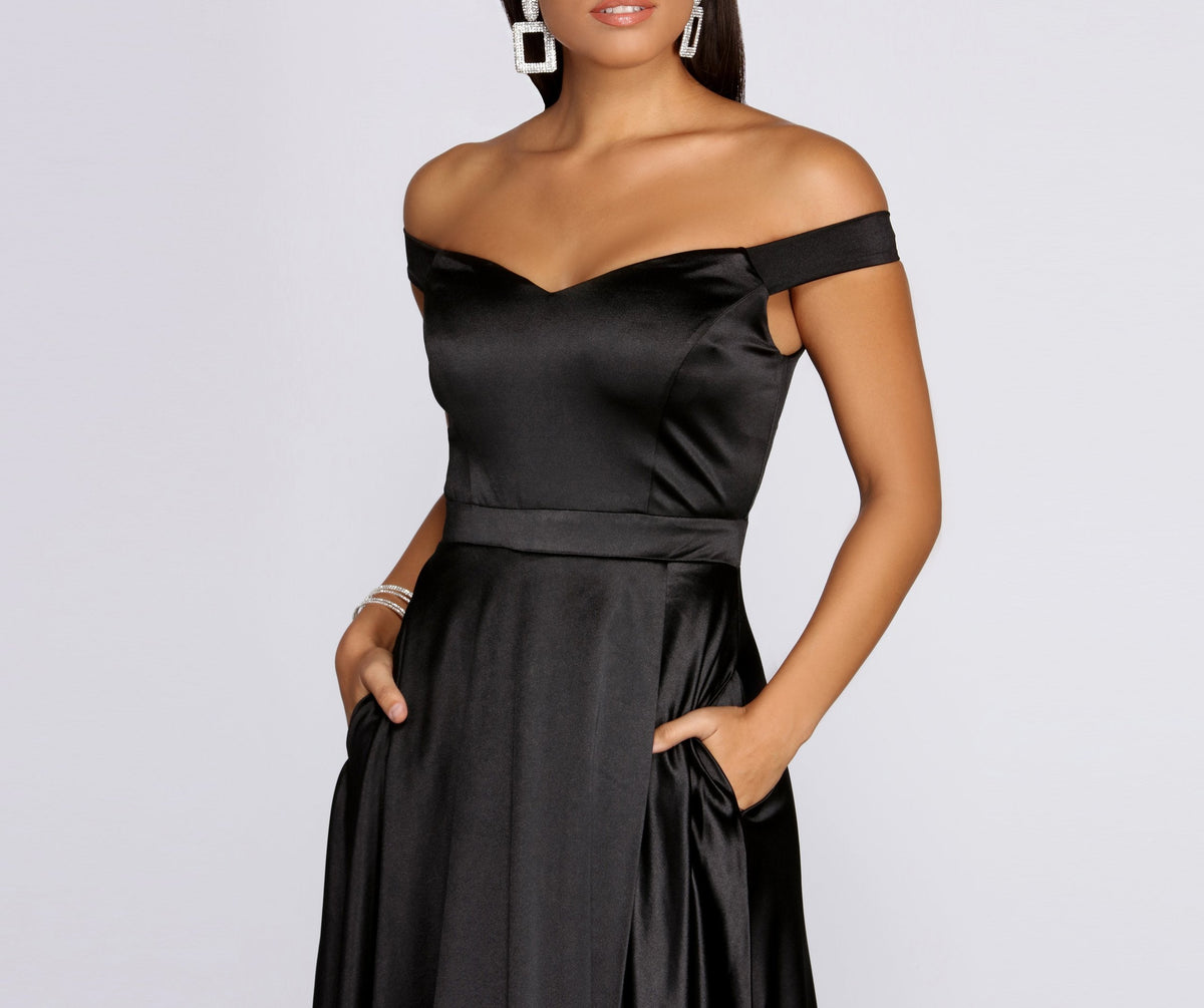 Evening Satin Dress with a Split Detail