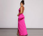Satin Slit-Detail Evening Dress