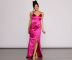 Satin Slit-Detail Evening Dress