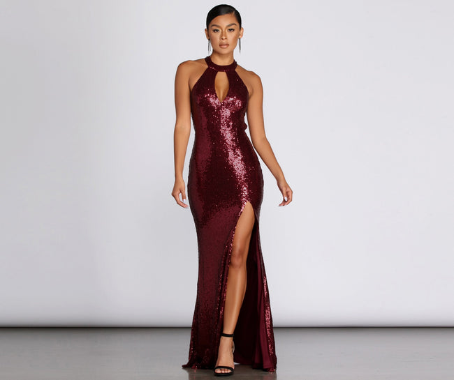 Jena Formal Sequin High Slit Dress - Lady Occasions Main image