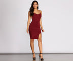 Cowl-Neck Slit-Detail Midi Dress