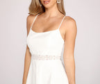 Crewneck Sleeveless Dress with Lace Details