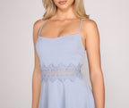 Crewneck Sleeveless Dress with Lace Details
