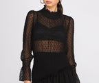 Chiffon Mini Dress with a High Neck