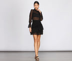 Chiffon Mini Dress with a High Neck