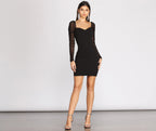 Fitted Sheer Mini Dress with a Sweetheart Neck
