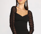 Fitted Sheer Mini Dress with a Sweetheart Neck
