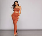 Knit Maxi Dress with Ruched Details
