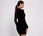 Fitted Mesh Mini Dress with a Round Neck