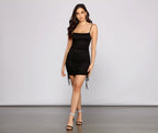 Lace Ruched Mini Dress