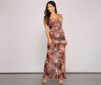 Floral Sleeveless Maxi Dress with a V-Neck