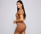 Square-Neck Mini Dress with Ruched Details