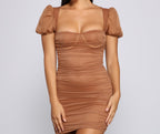 Square-Neck Mini Dress with Ruched Details