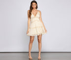 Chiffon Sleeveless Mini Dress with a V-Neck