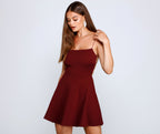 Spaghetti-Strap Sleeveless Dress with a Square Neck