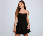 Spaghetti-Strap Sleeveless Dress with a Square Neck