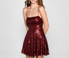 Sequined Sleeveless Dress with a Square Neck