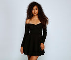 Layered Dress with an Off-Shoulder Neck