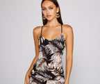 Tropical-Print Asymmetric Maxi Dress