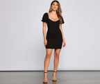 Bodycon Puff-Sleeve Dress
