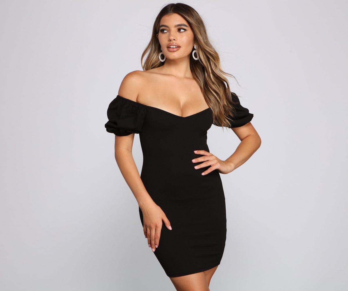 Bodycon Puff-Sleeve Dress