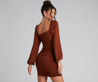 Ruched Mini Dress with a Sweetheart Neck