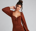Ruched Mini Dress with a Sweetheart Neck