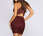 Spaghetti-Strap Glitter Sleeveless Mini Dress