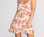 Floral Chiffon Strapless Dress