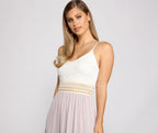 Crochet Spaghetti-Strap Maxi Dress with Cross-Back Straps