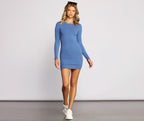 Fitted Ribbed Crewneck Mini Dress