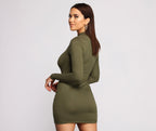 Knit Mini Dress with a High Neck