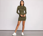 Knit Mini Dress with a High Neck