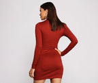 Knit Mini Dress with a High Neck