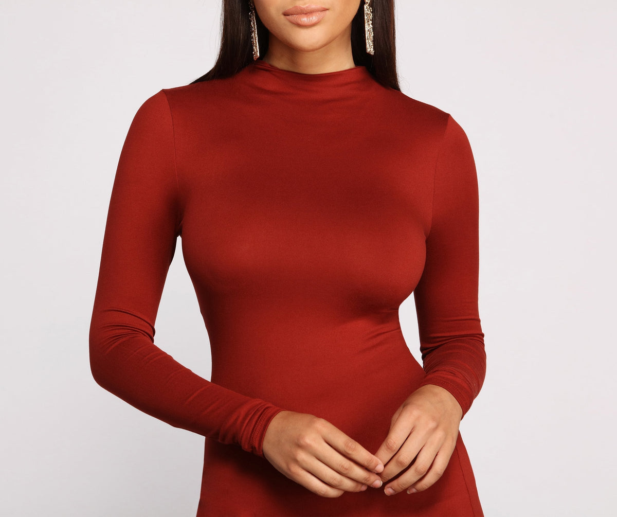 Knit Mini Dress with a High Neck