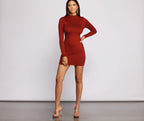 Knit Mini Dress with a High Neck