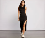 Knit Maxi Dress with a Split Detail