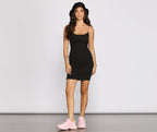 Knit Mini Dress with a Scoop Neck