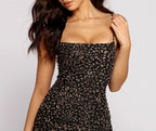 Leopard-Print Mesh Mini Dress