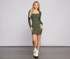 Knit Ribbed Mini Dress
