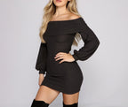 Off-Shoulder Knit Bodycon Mini Dress