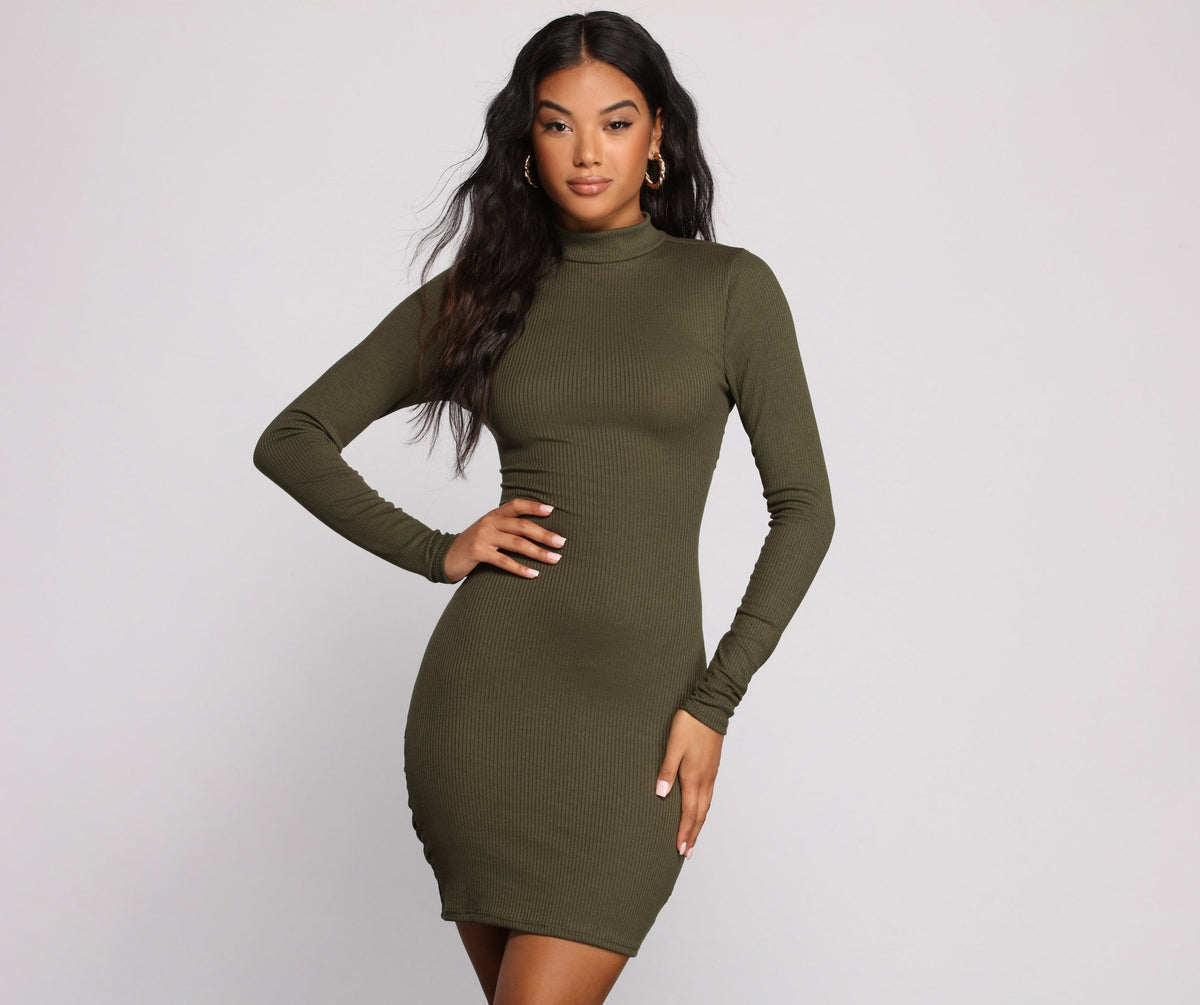 Knit Mini Dress with Ruched Details