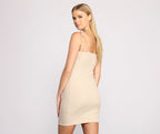 Knit Ribbed Mini Dress with a Scoop Neck