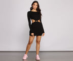 Ribbed Fitted Mini Dress with a Round Neck